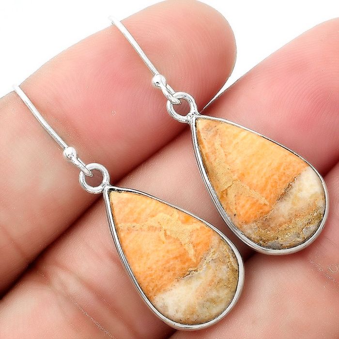 Natural Coral Jasper Earrings SDE55169 E-1001, 12x20 mm