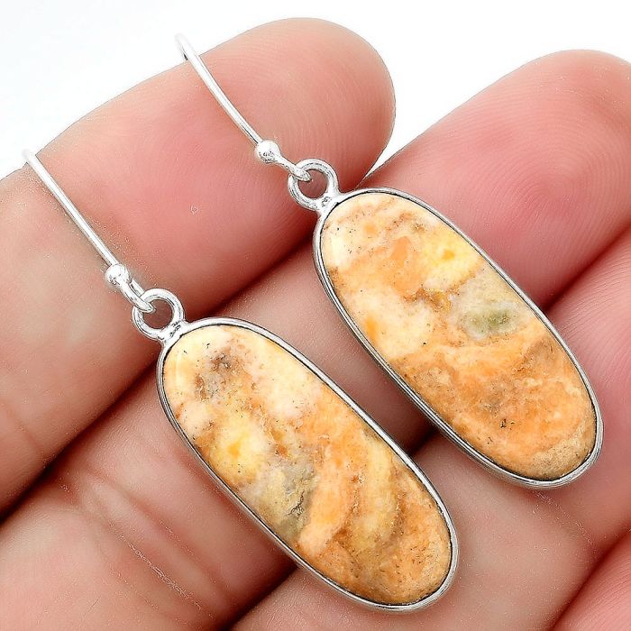 Natural Coral Jasper Earrings SDE55172 E-1001, 11x26 mm