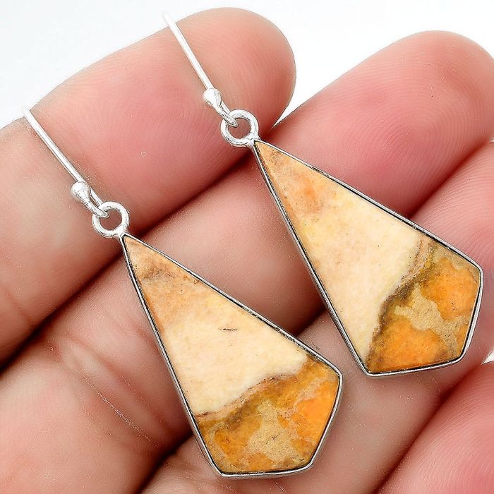 Natural Coral Jasper Earrings SDE55175 E-1001, 15x28 mm