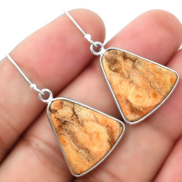 Natural Coral Jasper Earrings SDE55181 E-1001, 18x20 mm