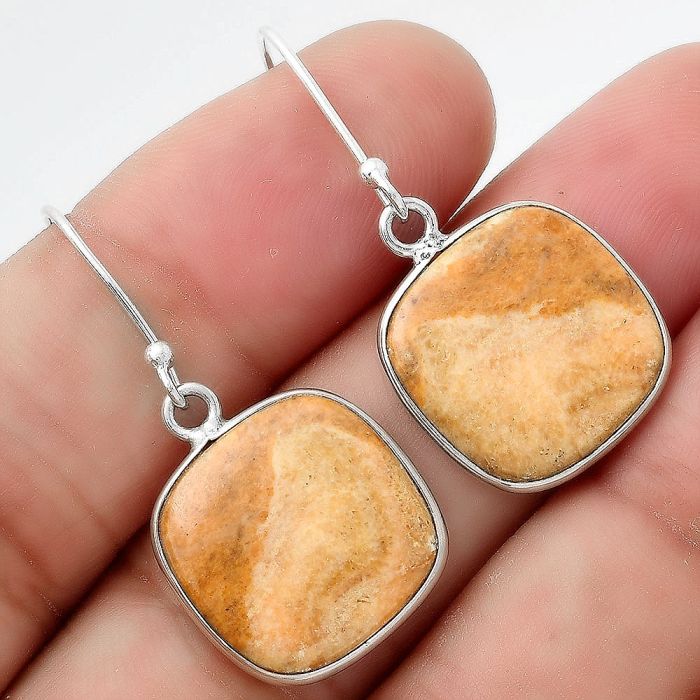 Natural Coral Jasper Earrings SDE55185 E-1001, 16x16 mm