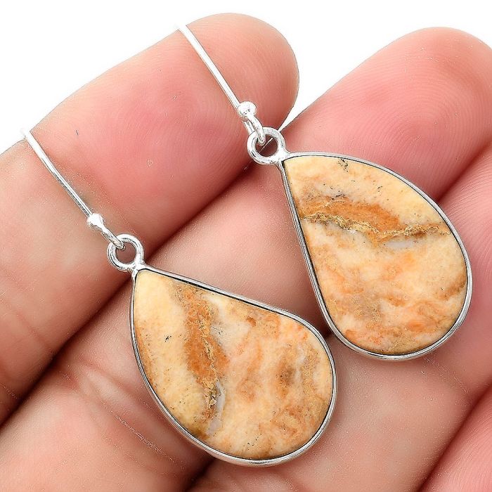 Natural Coral Jasper Earrings SDE55189 E-1001, 15x23 mm