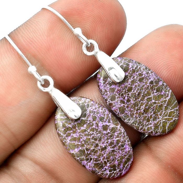 Natural Purpurite - South Africa Earrings SDE55400 E-1214, 13x22 mm