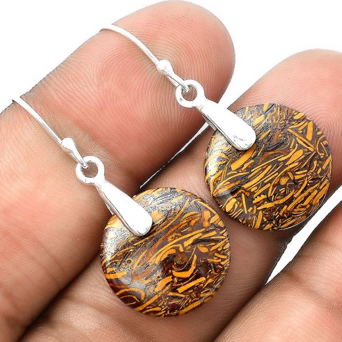 Natural Coquina Fossil Jasper - India Earrings SDE55401 E-1214, 17x17 mm