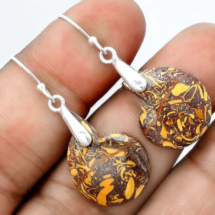 Natural Coquina Fossil Jasper - India Earrings SDE55416 E-1214, 16x20 mm