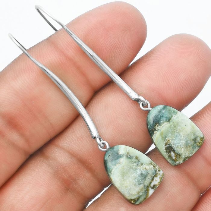 Natural Larsonite Jasper Earrings SDE55600 E-1095, 12x16 mm