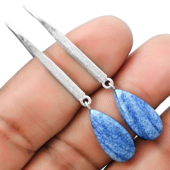 Natural Dumortierite Quartz Earrings SDE55662 E-1095, 9x19 mm