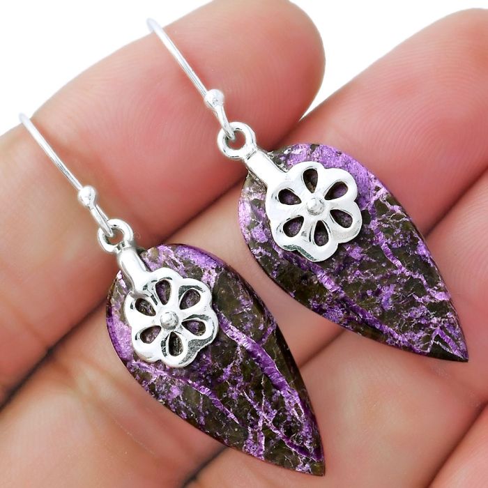 Natural Purpurite - South Africa Earrings SDE55672 E-1137, 13x26 mm