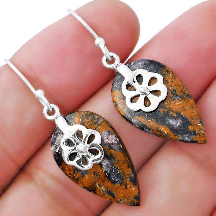 Natural Indian Blanket Jasper Earrings SDE55680 E-1137, 13x23 mm