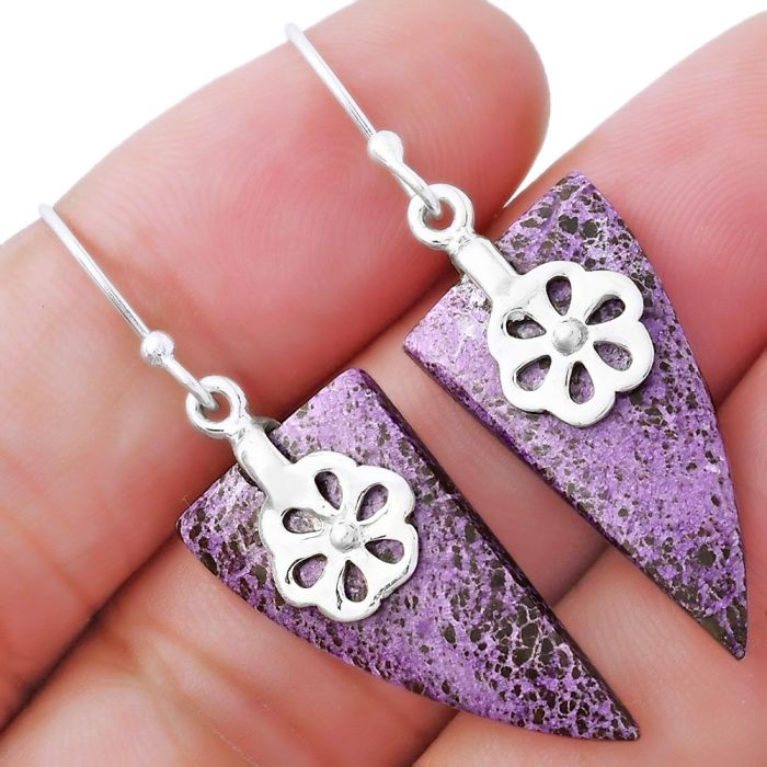 Natural Purpurite - South Africa Earrings SDE55695 E-1137, 13x26 mm