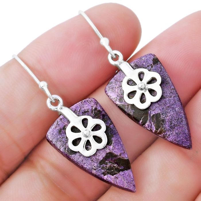 Natural Purpurite - South Africa Earrings SDE55704 E-1137, 13x23 mm