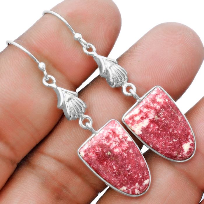 Natural Pink Thulite - Norway Earrings SDE55724 E-1094, 13x18 mm