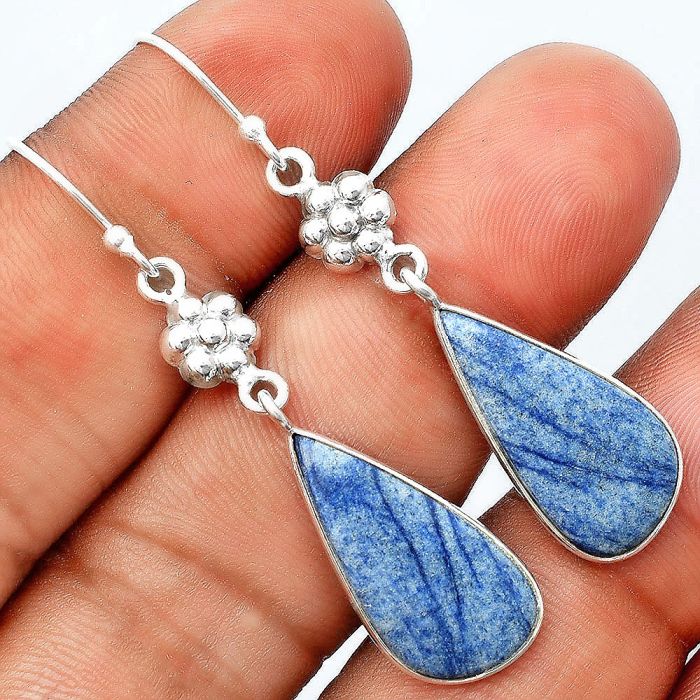 Natural Dumortierite Quartz Earrings SDE55807 E-1094, 11x21 mm