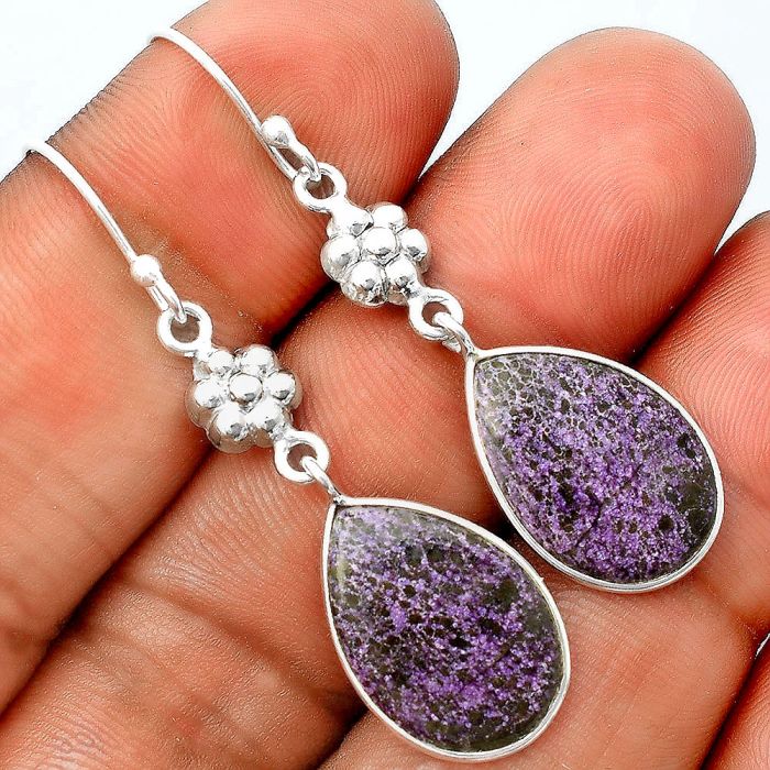 Natural Purpurite - South Africa Earrings SDE55809 E-1094, 13x18 mm