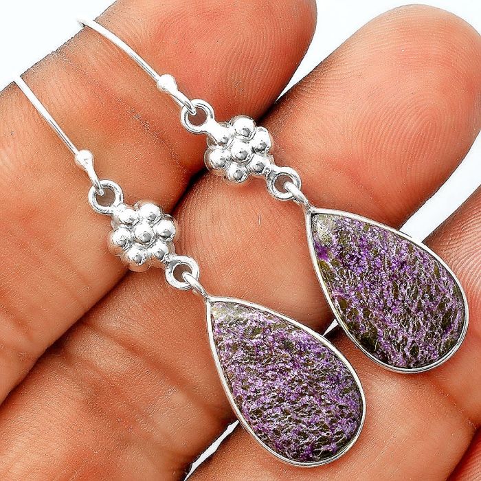 Natural Purpurite - South Africa Earrings SDE55824 E-1094, 12x20 mm