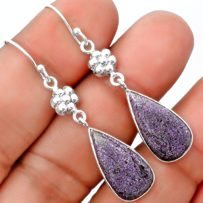 Natural Purpurite - South Africa Earrings SDE55844 E-1094, 11x20 mm