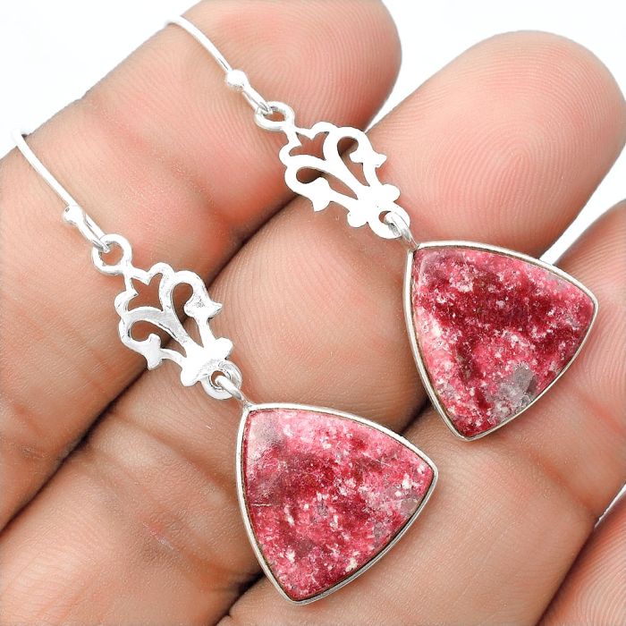 Natural Pink Thulite - Norway Earrings SDE55939 E-1094, 16x16 mm