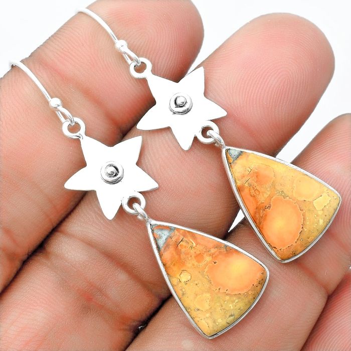 Star - Maligano Jasper - Indonesia Earrings SDE55966 E-1094, 13x19 mm