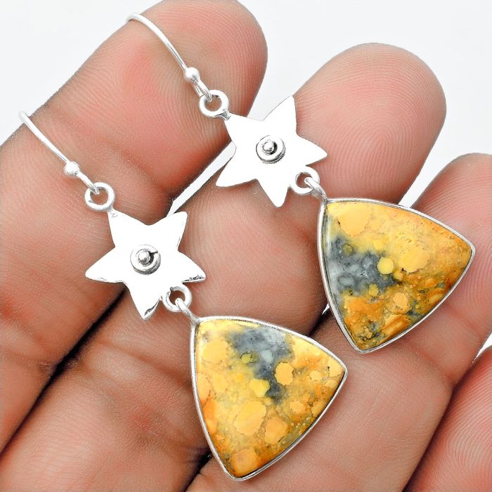 Star - Maligano Jasper - Indonesia Earrings SDE55986 E-1094, 18x18 mm