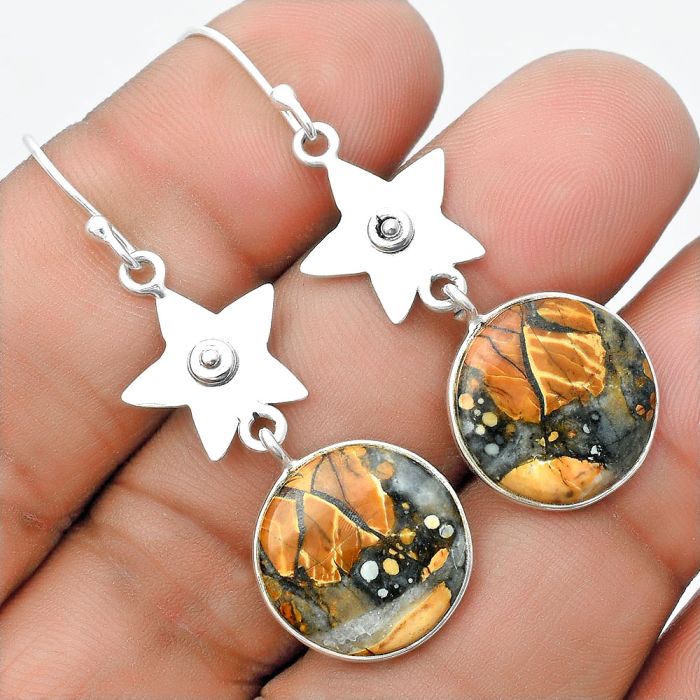 Star - Maligano Jasper - Indonesia Earrings SDE55990 E-1094, 15x15 mm