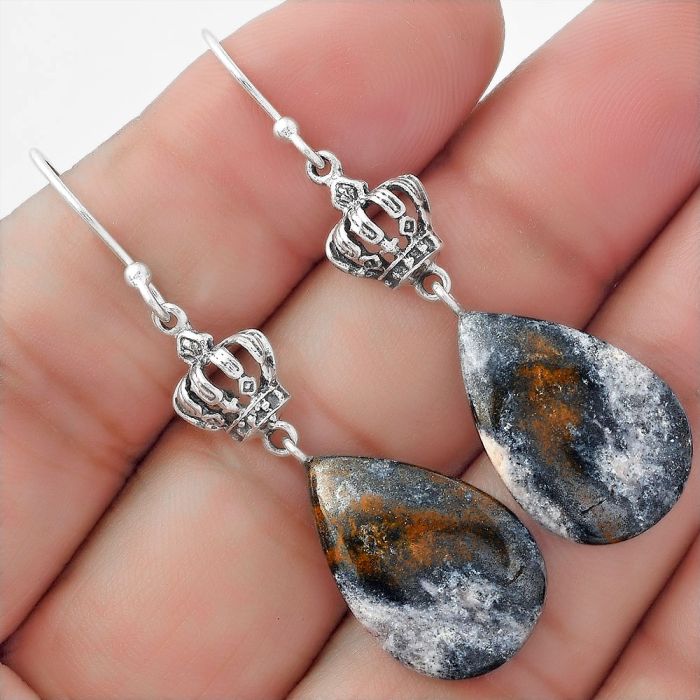 Natural Indian Blanket Jasper Earrings SDE56798 E-1235, 14x20 mm