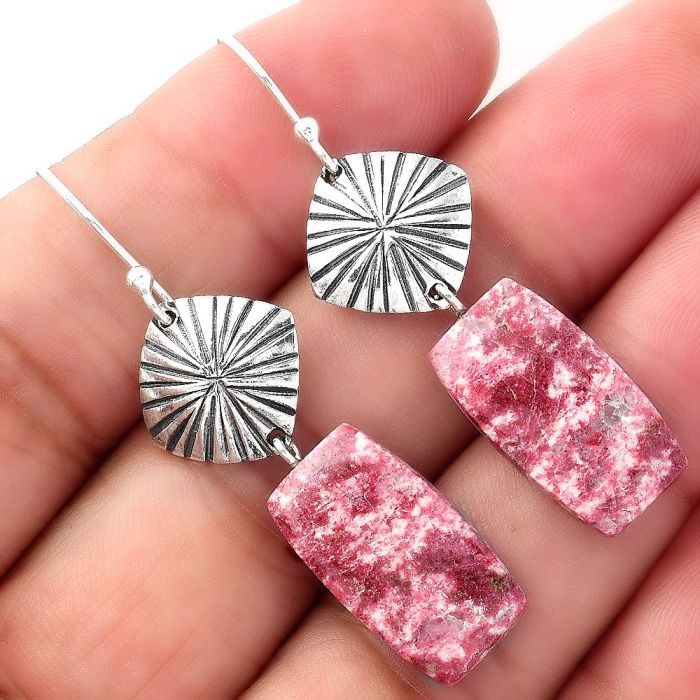 Natural Pink Thulite - Norway Earrings SDE56867 E-1094, 11x19 mm