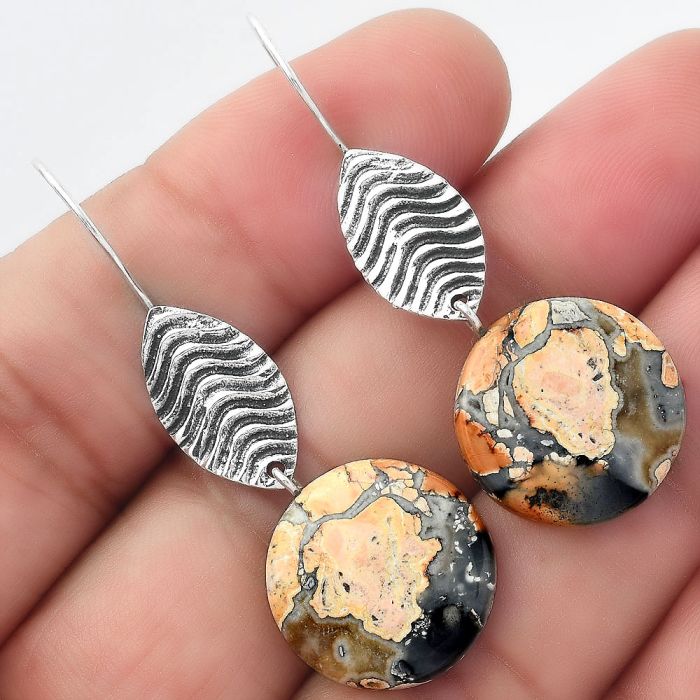 Natural Maligano Jasper - Indonesia Earrings SDE56902 E-1203, 17x17 mm