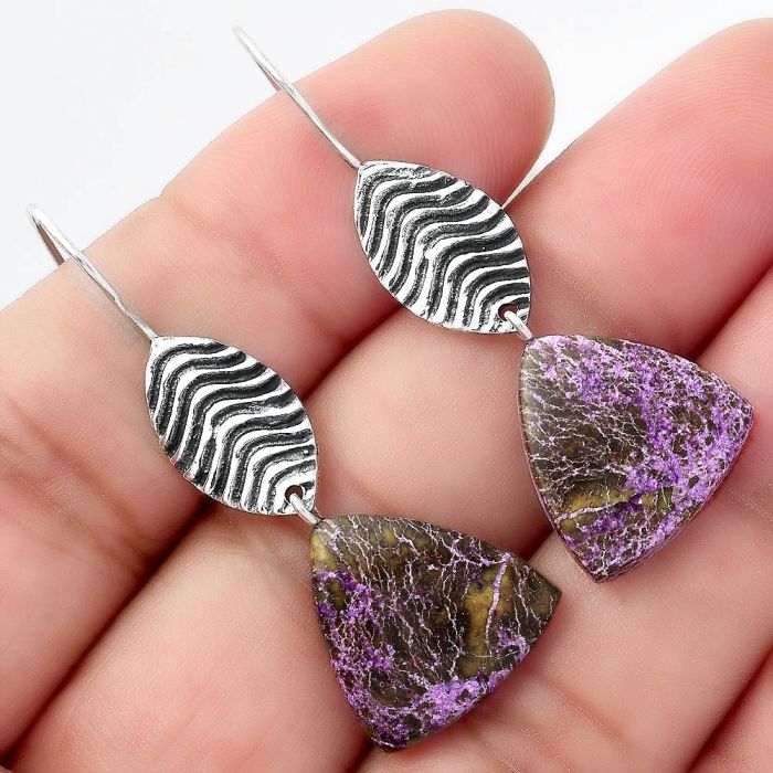 Natural Purpurite - South Africa Earrings SDE56904 E-1203, 16x16 mm