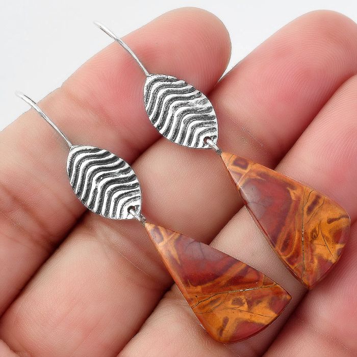 Natural Noreena Jasper Earrings SDE56931 E-1203, 12x25 mm