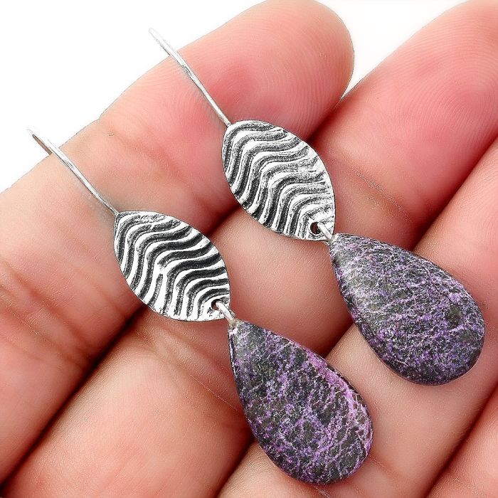 Natural Purpurite - South Africa Earrings SDE56932 E-1203, 11x20 mm