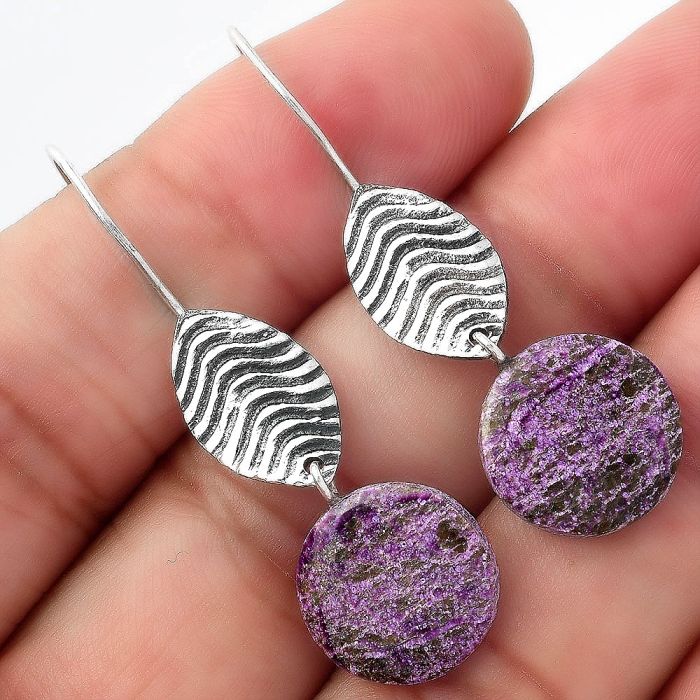 Natural Purpurite - South Africa Earrings SDE56943 E-1203, 13x13 mm