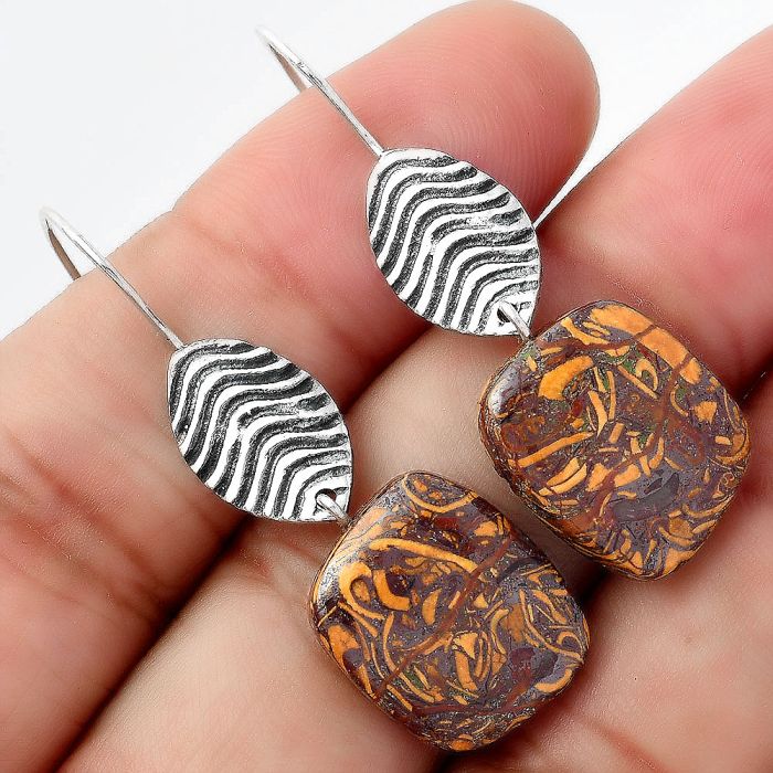 Natural Coquina Fossil Jasper - India Earrings SDE56949 E-1203, 14x16 mm