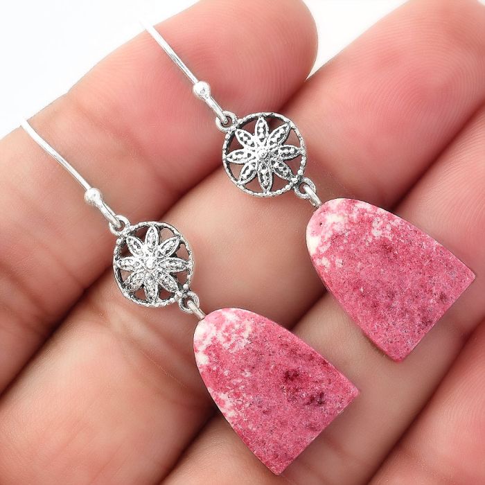 Natural Pink Thulite - Norway Earrings SDE57019 E-1235, 13x17 mm