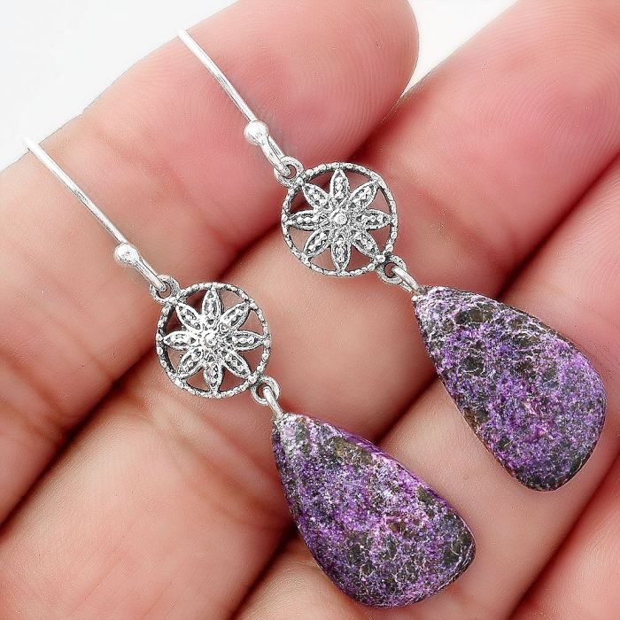 Natural Purpurite - South Africa Earrings SDE57066 E-1235, 11x19 mm