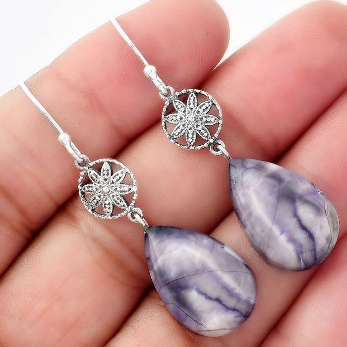 Natural Morado Jasper Earrings SDE57068 E-1235, 13x20 mm