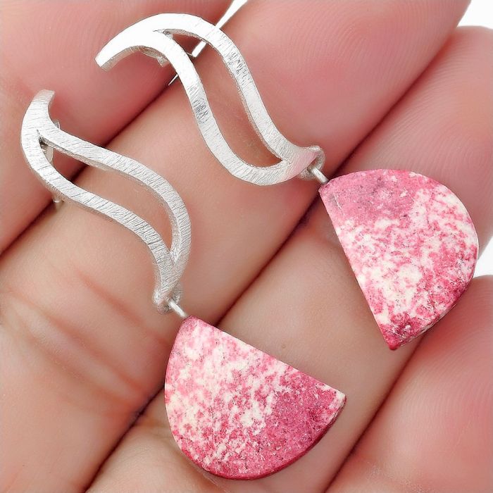 Natural Pink Thulite - Norway Earrings SDE57146 E-1204, 12x16 mm