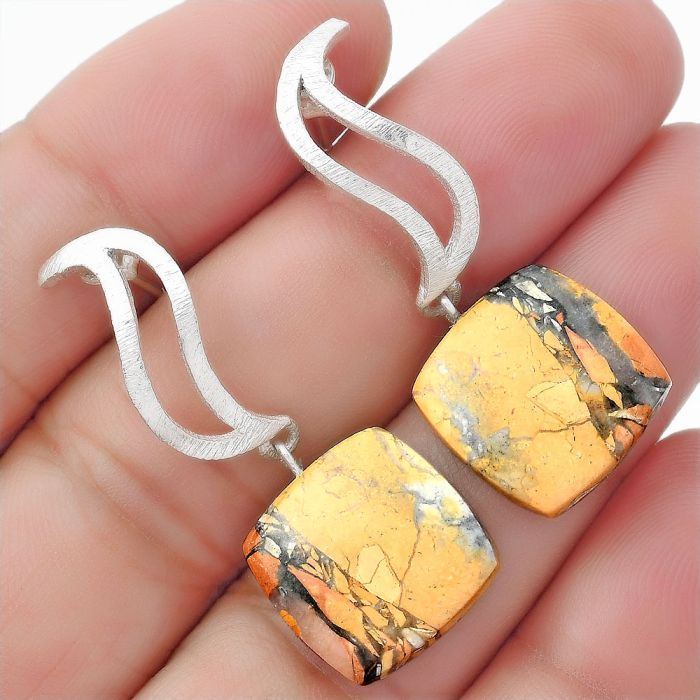 Natural Maligano Jasper - Indonesia Earrings SDE57161 E-1204, 15x15 mm