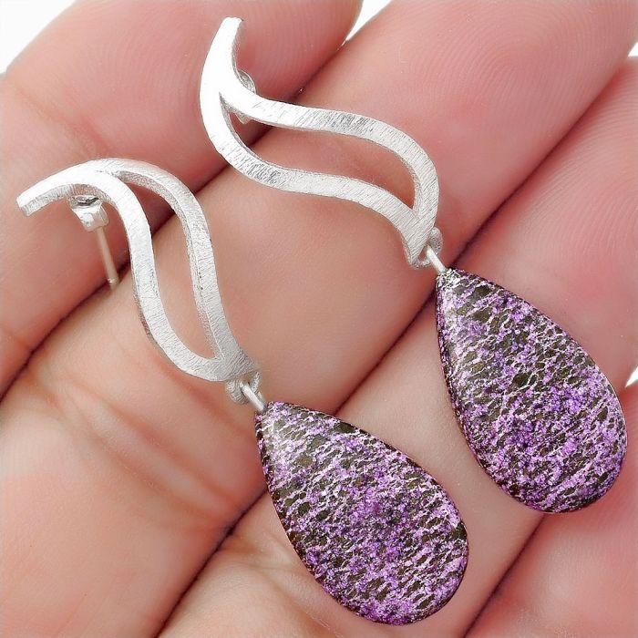 Natural Purpurite - South Africa Earrings SDE57164 E-1204, 11x19 mm