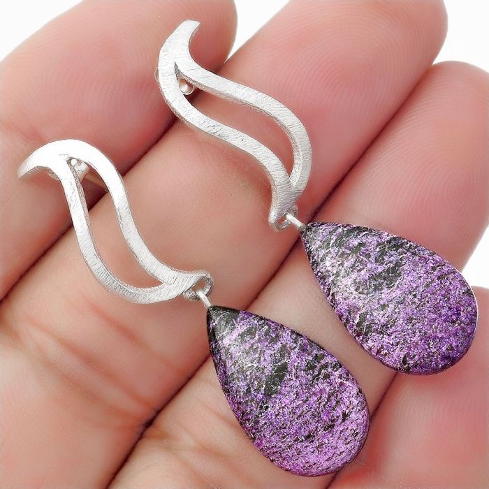 Natural Purpurite - South Africa Earrings SDE57168 E-1204, 12x20 mm