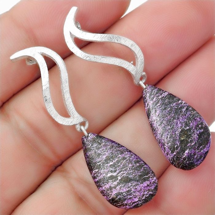 Natural Purpurite - South Africa Earrings SDE57179 E-1204, 12x22 mm