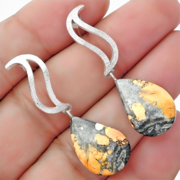 Natural Maligano Jasper - Indonesia Earrings SDE57180 E-1204, 14x21 mm