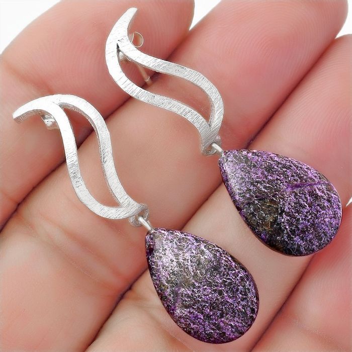 Natural Purpurite - South Africa Earrings SDE57191 E-1204, 12x19 mm