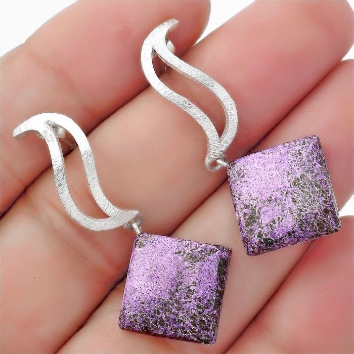 Natural Purpurite - South Africa Earrings SDE57196 E-1204, 14x14 mm