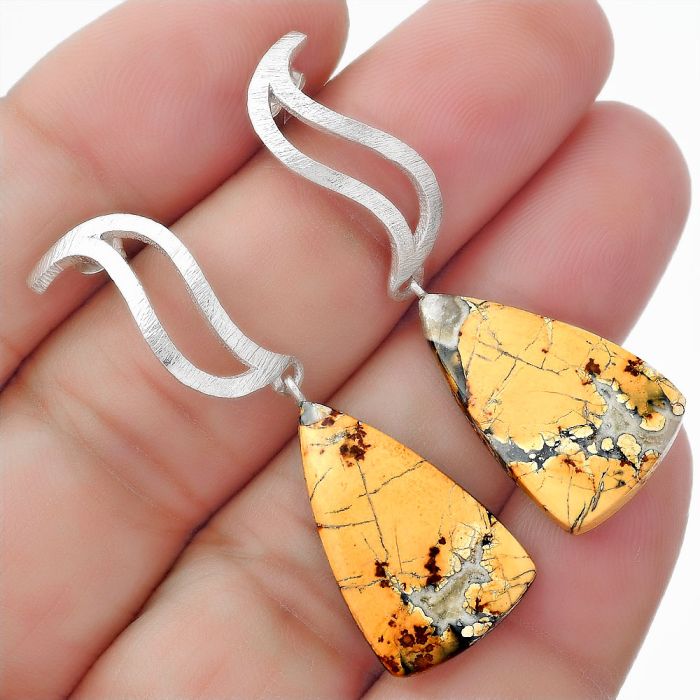 Natural Maligano Jasper - Indonesia Earrings SDE57198 E-1204, 14x23 mm