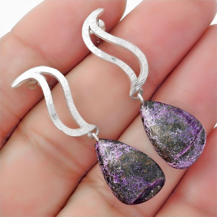 Natural Purpurite - South Africa Earrings SDE57203 E-1204, 12x18 mm