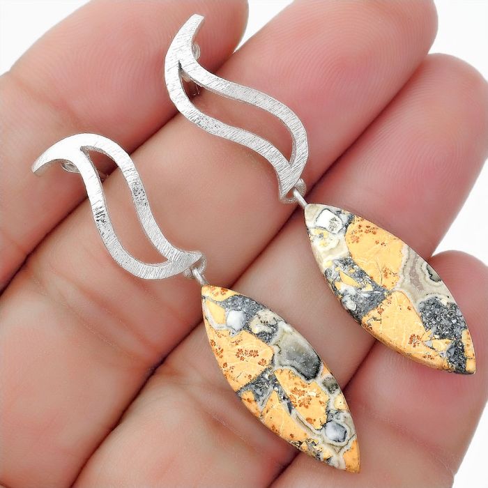 Natural Maligano Jasper - Indonesia Earrings SDE57207 E-1204, 10x26 mm