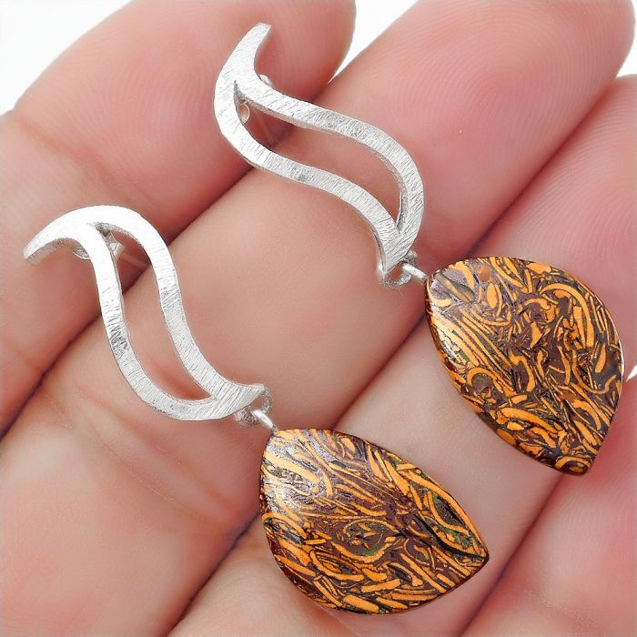 Natural Coquina Fossil Jasper - India Earrings SDE57213 E-1204, 13x19 mm