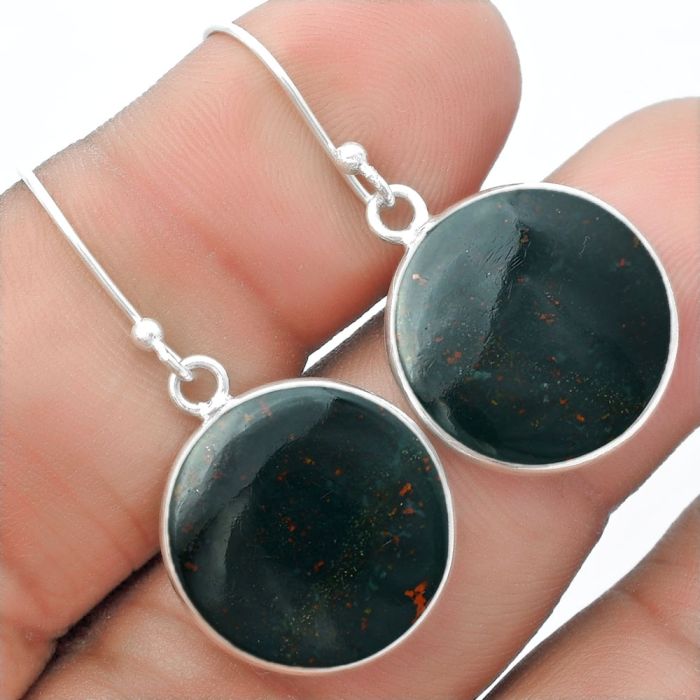 Natural Blood Stone - India Earrings SDE57240 E-1001, 17x17 mm