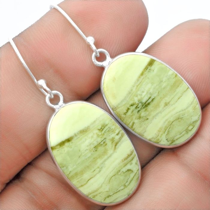 Natural Serpentine Earrings SDE57393 E-1001, 15x22 mm