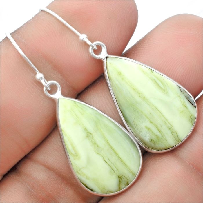 Natural Serpentine Earrings SDE57402 E-1001, 14x23 mm